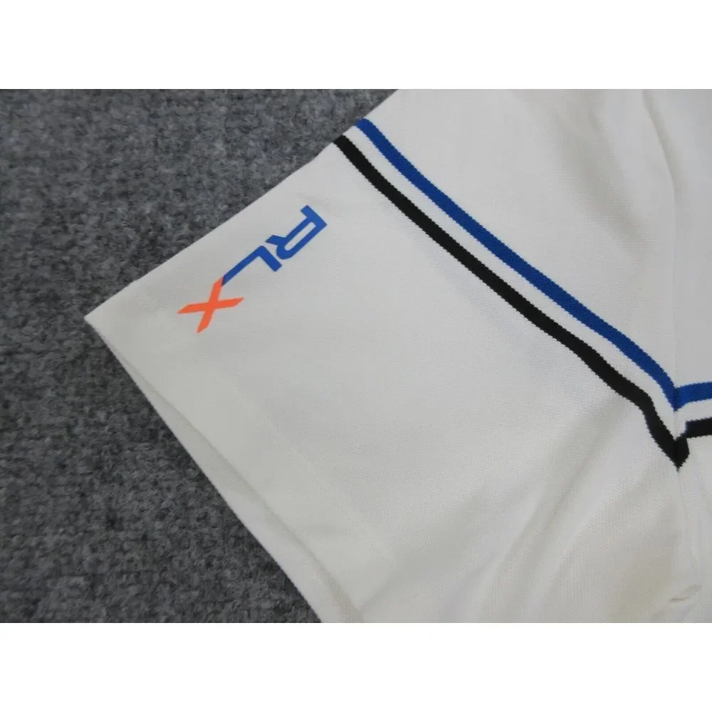 Ralph Lauren Polo Shirt Mens Large White Stripes‎ Logo RLX Golf Rugby Casual